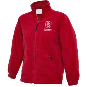 Red Fleece with embroidered school logo left chest