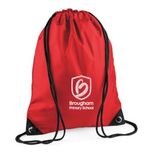 Gym Bag Red with embroidered school logo centre