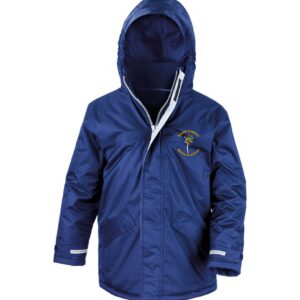 Royal Blue Winter Parka with embroidered school logo left chest