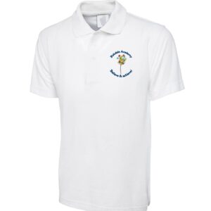 White Polo Shirt with embroidered school logo left chest