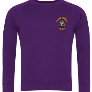 Purple Sweatshirt with embroidered school logo left chest