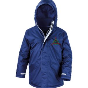 Royal Blue Winter Parka with embroidered school logo left chest
