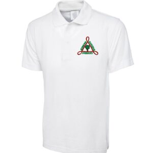White Polo Shirt with embroidered school logo left chest