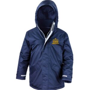 Navy Winter Parka with embroidered school logo left chest