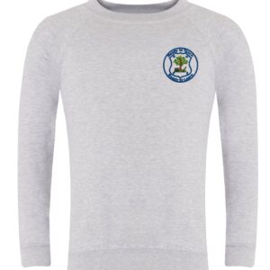 Heather Grey Select Sweatshirt with embroidered school logo left chest