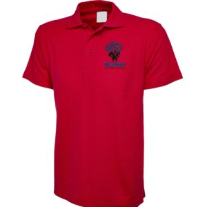 Red Polo Shirt with embroidered school logo left chest