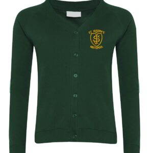 Bottle Green Cardigan with embroidered school logo left chest