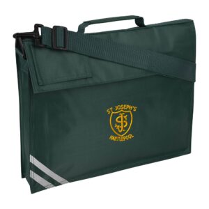 Premium Book Bag Bottle Green with Shoulder Strap and embroidered school logo