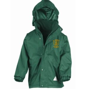 Bottle Green StormDri Jacket  with embroidered school logo left chest