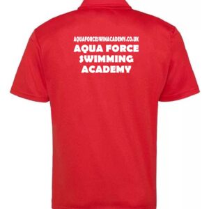Fire Red Cool Polo Shirt with embroidered club logo left chest and back print