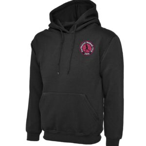 Black Pullover Hoodie with embroidered club logo left chest