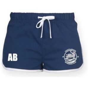 Navy/White Girls Retro Shorts with embroidered club logo left leg