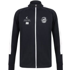 Navy/White Contrast Full Zip Tracksuit Top with embroidered club logo left chest, sponsor logo right chest and back print with HSC