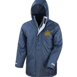 Navy Winter Parka with embroidered school logo left chest