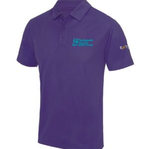 AWD Cool Polo Shirt Purple with embroidered school logo left chest & embroidered academy logo left arm
