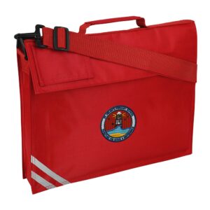 Premium Book Bag Red with Shoulder Strap and embroidered school logo centre