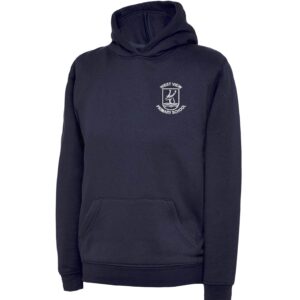 PE Hoodie Navy with embroidered school logo left chest