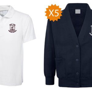 5 Polos & 5 Cardigans Bundle – Navy (Year 6 Only)