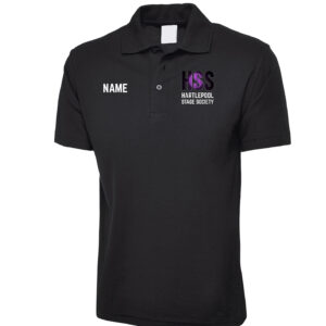 Black Polo Shirt with HSS logo printed left chest and name printed right chest