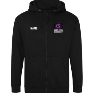Black Full Zip Hoodie with HSS logo printed left chest, name printed right chest and Full Colour Wizard of Oz printed on back